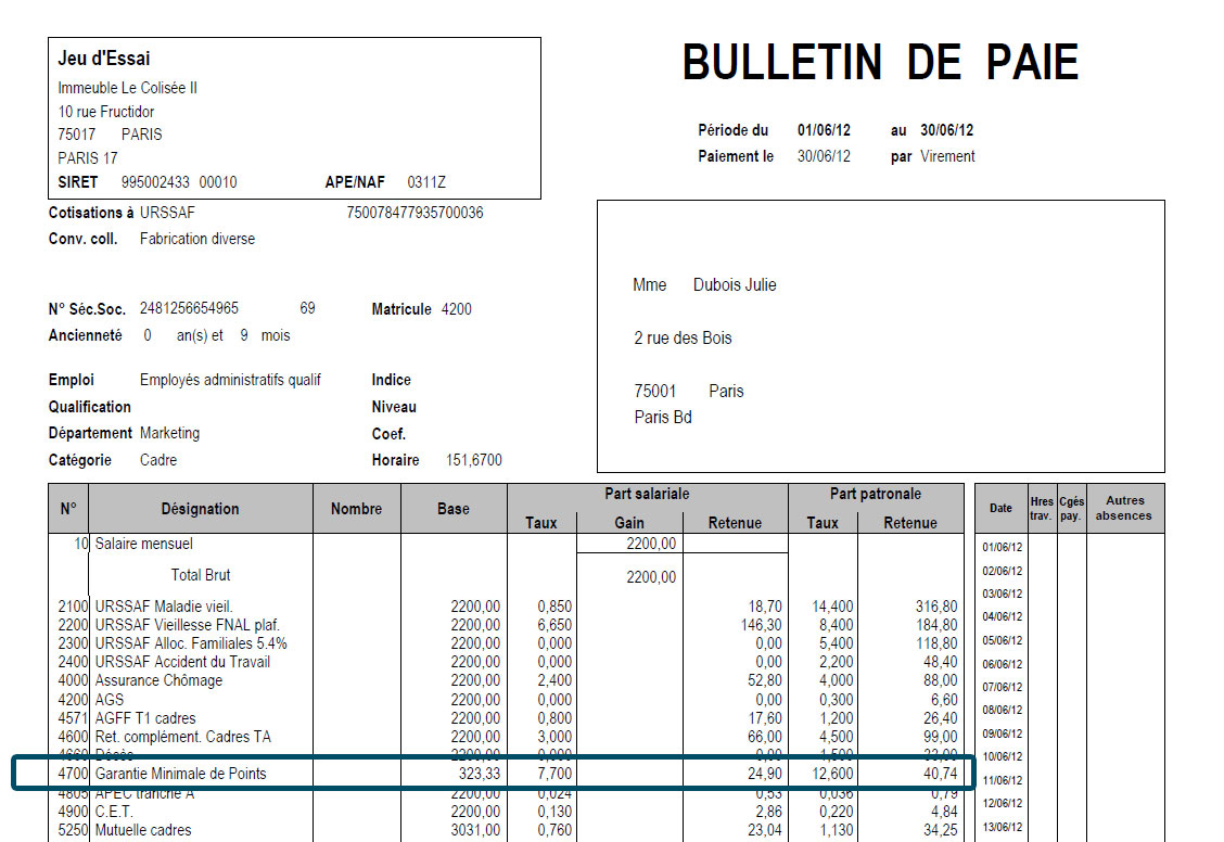exemple bulletin salaire ticket restaurant